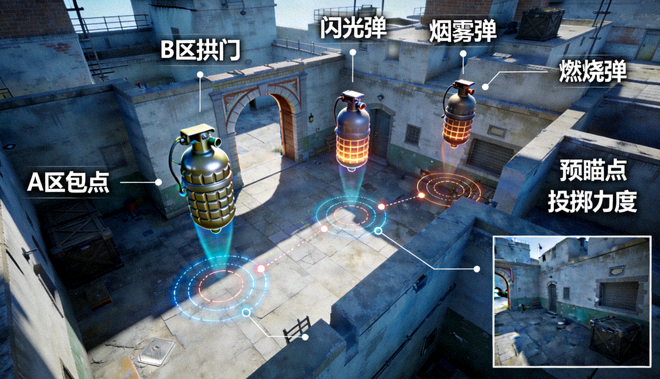 CSGO投掷物高清点位3D演示教学画面